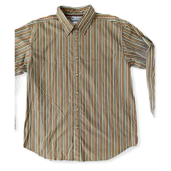 Columbia Vertex Men’s Brown Stripes Buttom Up Long Sleeve Shirt Size Medium - Picture 3 of 6